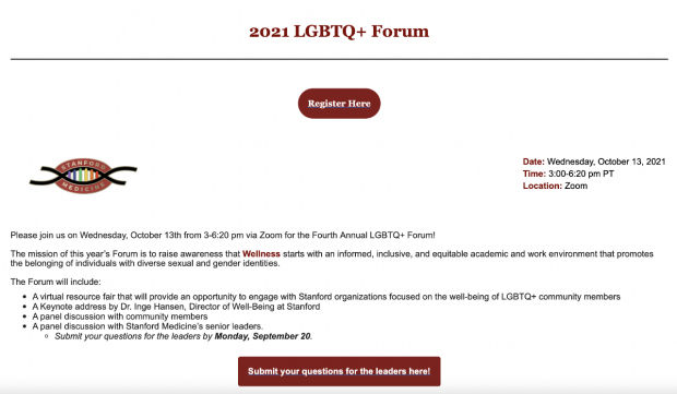 2021 LGBTQ+ Forum flyer